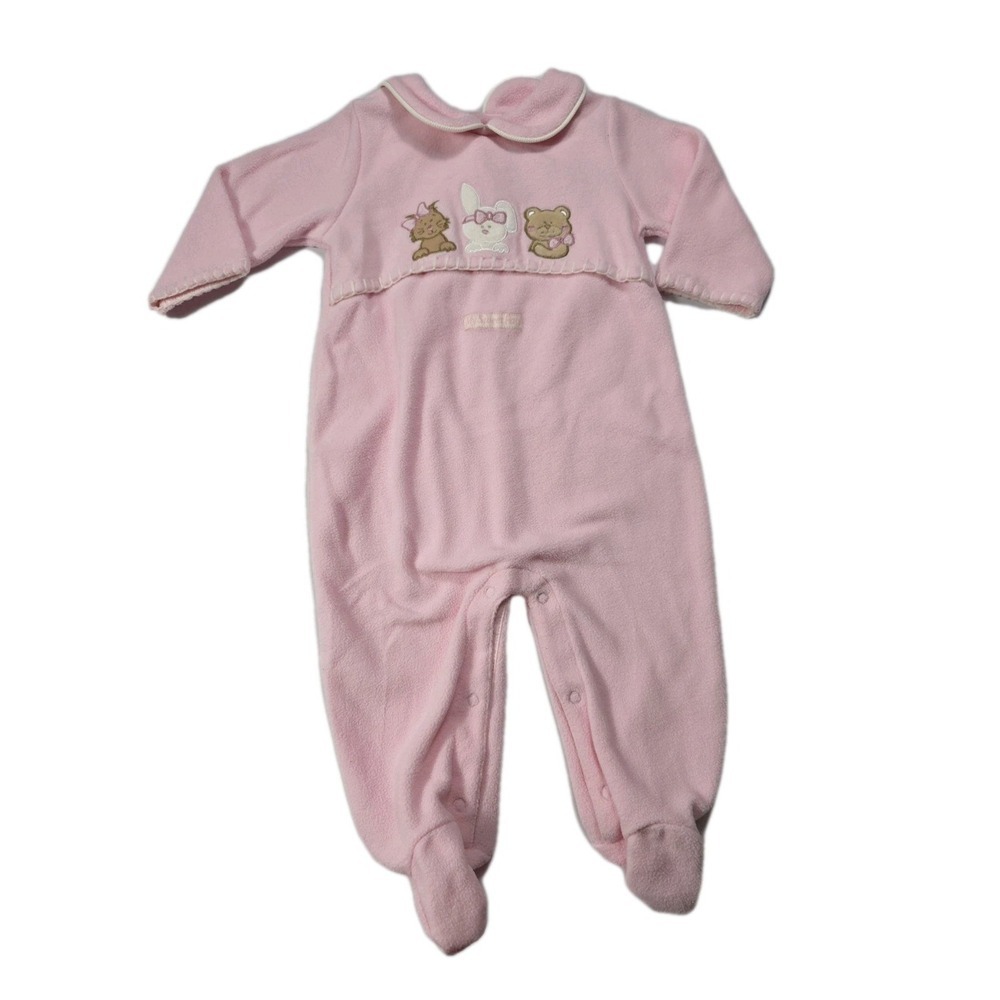 Class Club Pink Fleece Footed Sleeper Baby 3/6M NWT Y2K Bears